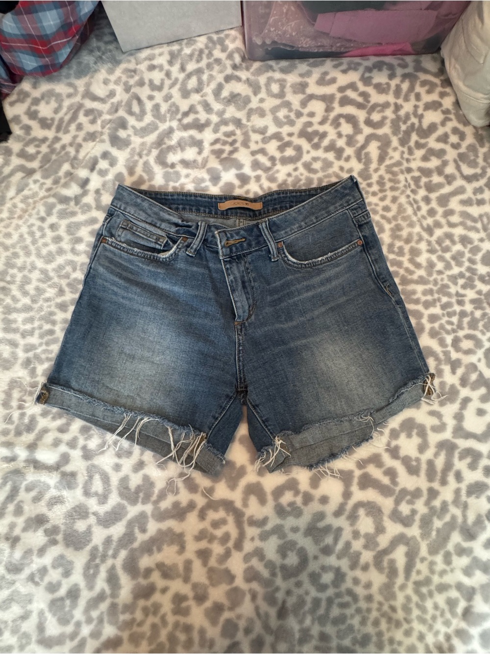 Joe's Jeans Distressed Blue Mid Rise Denim Rolled Hem Shorts